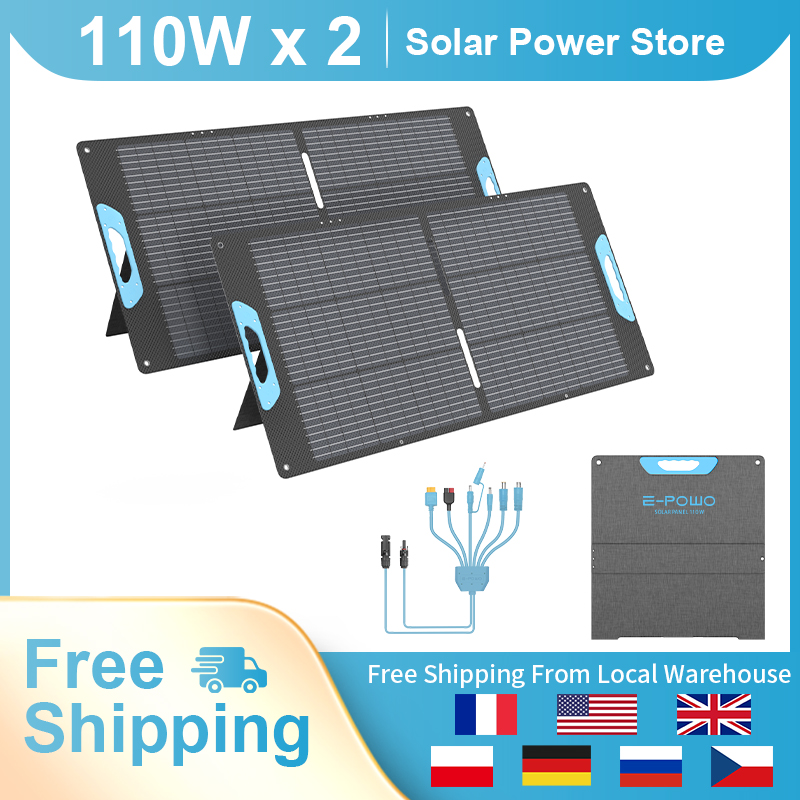 Solar Charger Panel Foldable - E-POWO 110W/220w Portable Solar Panel for